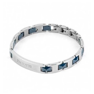 1 - Bracciale uomo 4US Cesare Paciotti 4UBR4357 acciaio e ceramica blu