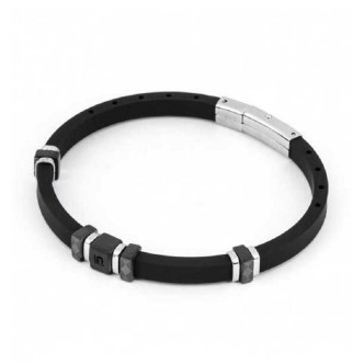 1 - Bracciale uomo 4US Cesare Paciotti silicone nero 4UBR4439 inserti in acciaio