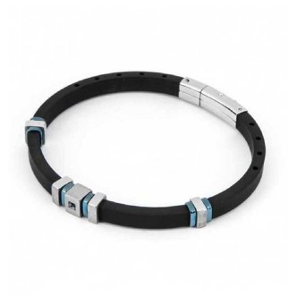 1 - Bracciale uomo 4US Cesare Paciotti silicone nero 4UBR4440 inserti in acciaio