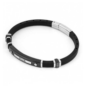 1 - 4US Cesare Paciotti men's bracelet black silicone 4UBR4445 with central plate