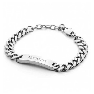 1 - 4US Cesare Paciotti men's bracelet groumette chain 4UBR4492 with central plate