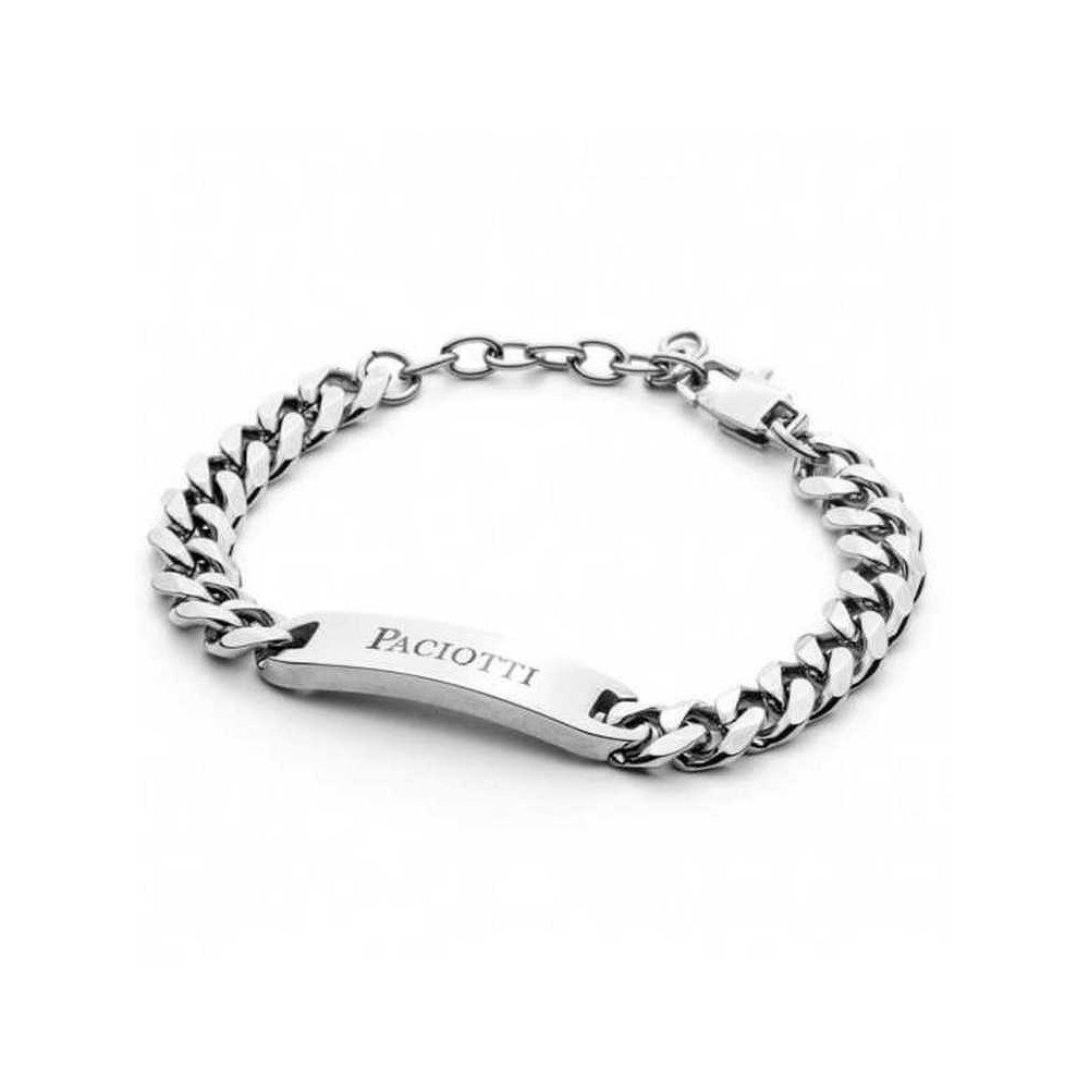 1 - 4US Cesare Paciotti men's bracelet groumette chain 4UBR4492 with central plate