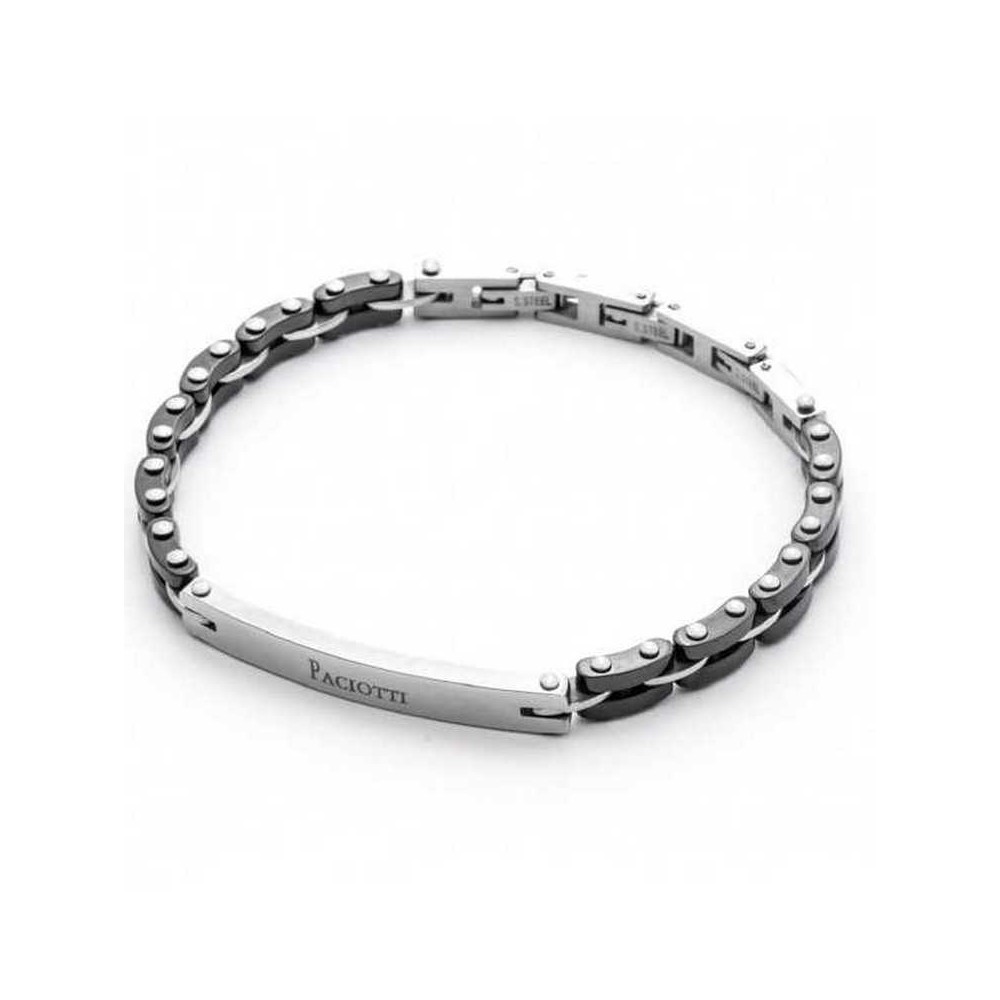 1 - Bracciale uomo 4US Cesare Paciotti 4UBR4518 acciaio e ceramica nera