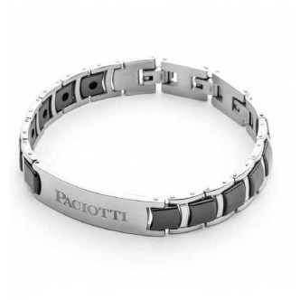 1 - Bracciale uomo 4US Cesare Paciotti 4UBR4526 acciaio e ceramica nera