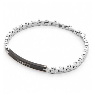 1 - Bracciale uomo 4US Cesare Paciotti 4UBR4528 acciaio con targa centrale nera