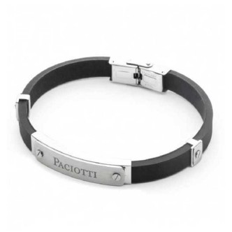 1 - 4US Cesare Paciotti 4UBR4540 steel black silicone man bracelet with plate