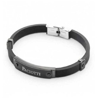 1 - Bracciale uomo silicone nero 4US Cesare Paciotti 4UBR4542 acciaio con targa