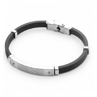 1 - Bracciale uomo silicone nero 4US Cesare Paciotti 4UBR4544 acciaio con targa