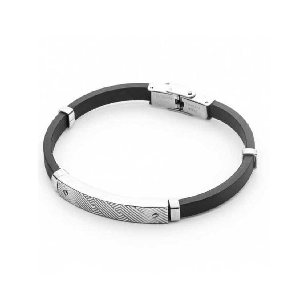 1 - Bracciale uomo silicone nero 4US Cesare Paciotti 4UBR4544 acciaio con targa