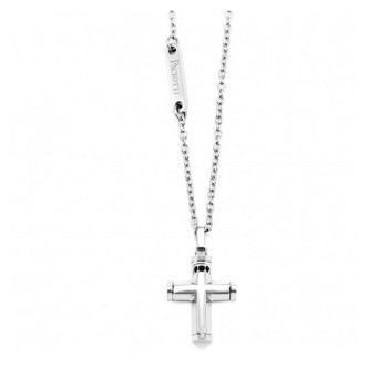 1 - 4US Cesare Paciotti 4UCL5581 steel men's cross necklace with zircons