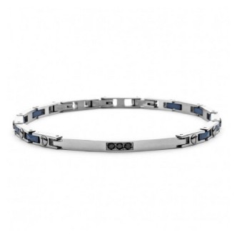 1 - Bracciale uomo 4US Cesare Paciotti 4UBR5591 acciaio e ceramica blu