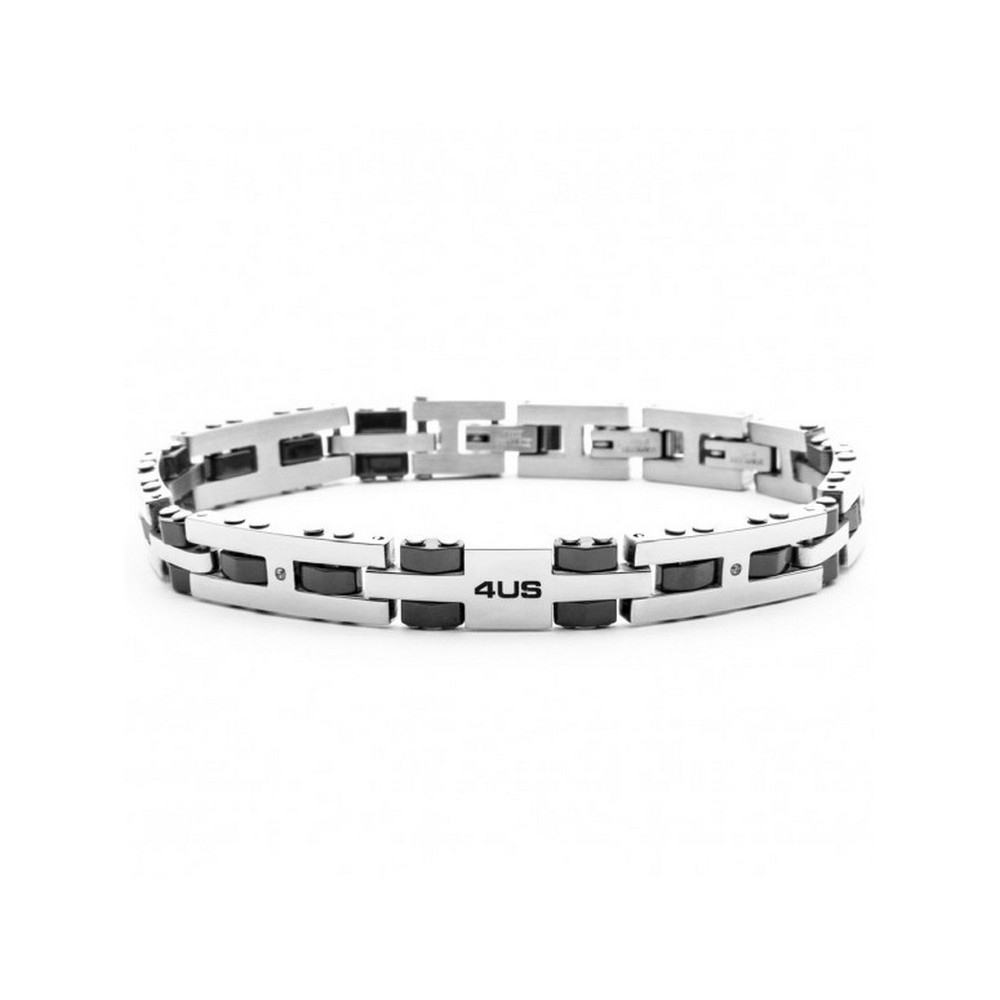 1 - Bracciale uomo 4US Cesare Paciotti 4UBR5592 acciaio e ceramica nera