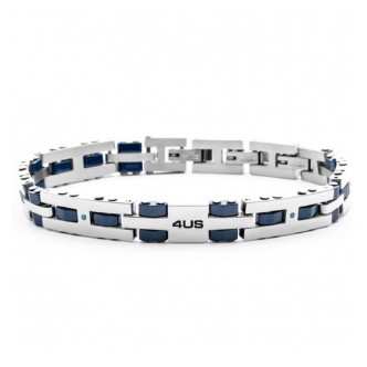 1 - Bracciale uomo 4US Cesare Paciotti 4UBR5593 acciaio e ceramica blu con zirconi