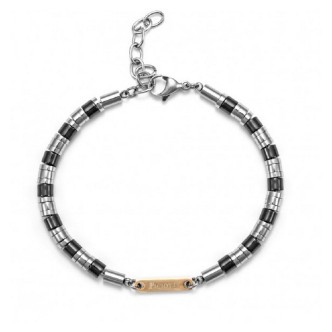 1 - Bracciale uomo 4US Cesare Paciotti 4UBR5618 acciaio e ceramica nera