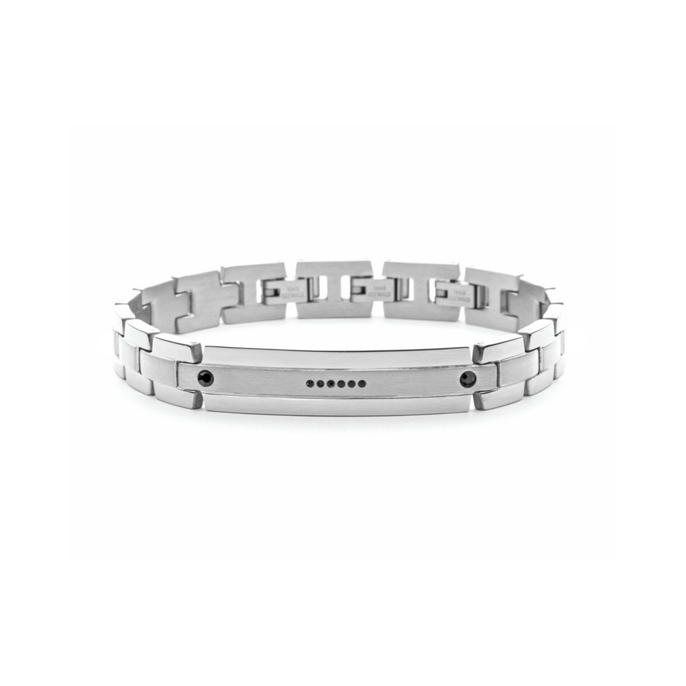 1 - 4US Cesare Paciotti men's bracelet 4UBR5639 steel with black zircons