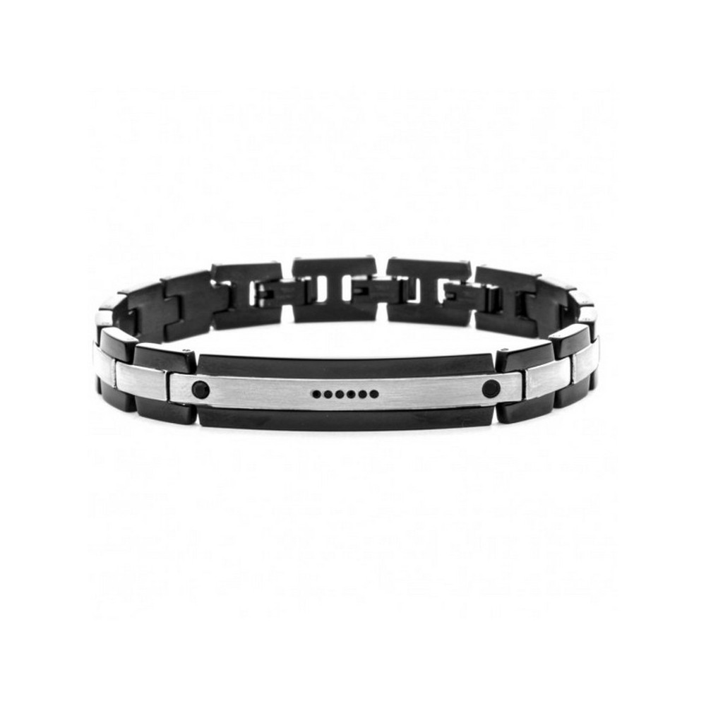 1 - Bracciale uomo 4US Cesare Paciotti 4UBR5641 acciaio nero con zirconi neri