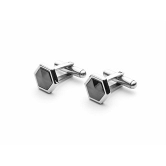 1 - 4US Cesare Paciotti 4UGE5663 men's cufflinks in steel with black onyx