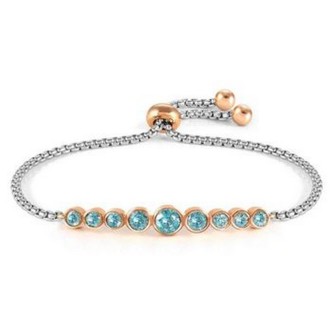 1 - Bracciale donna Nomination Milleluci acciaio con cristalli azzurri 028010/006