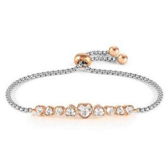 1 - Bracciale cuori donna Nomination Milleluci acciaio con cristalli bianchi 028011/010