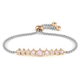 1 - Bracciale stelle donna Nomination Milleluci acciaio con cristalli rosa 028012/003