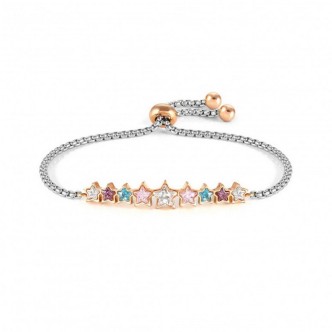 1 - Bracciale stelle donna Nomination Milleluci acciaio con cristalli multicolor 028012/020