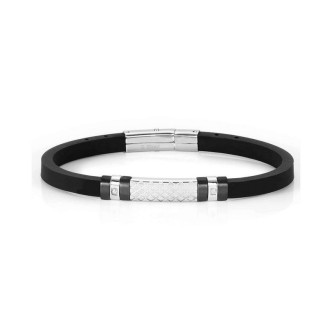 1 - Nomination City black silicone man bracelet with steel and zircons 028809/015