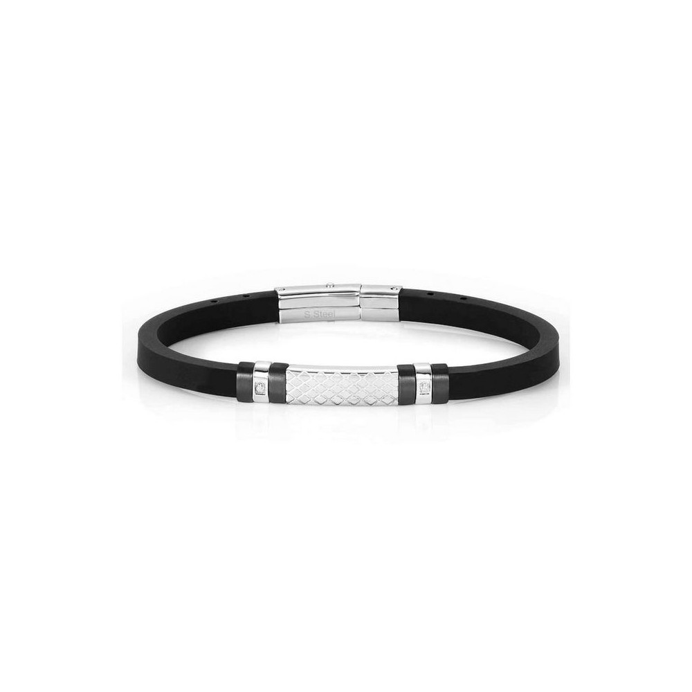 1 - Bracciale uomo Nomination City silicone nero con acciaio e zirconi 028809/015