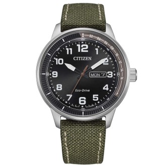 1 - Citizen Urban Eco Drive black green fabric BM8590-10E men's watch