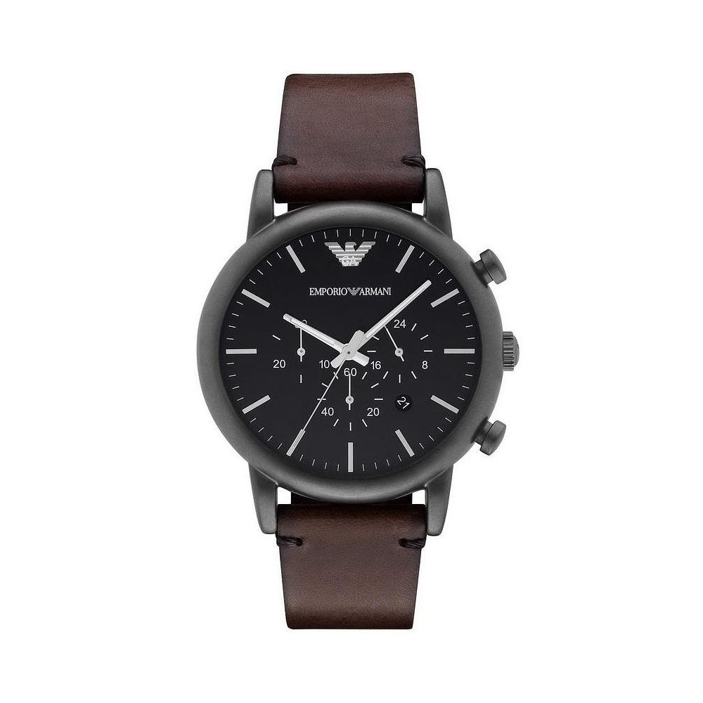 1 - Watch Emporio Armani steel Analogue Chronograph man leather strap AR1919