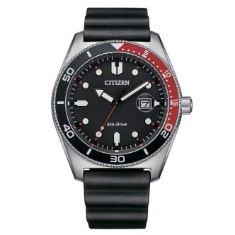 1 - Citizen Marine Eco Drive black silicone strap man watch AW1769-10E