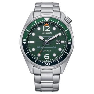 1 - Orologio uomo Citizen Seaplane acciaio AW1715-86X fondo verde