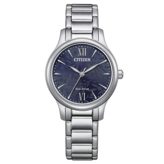 1 - Citizen Lady blue Eco Drive steel time only watch EM0899-72L