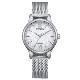 1 - Citizen Lady gray Eco Drive steel time only watch EM0899-81A