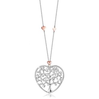 1 - Luca Barra CK1266 steel 316L necklace with tree of life and pink hearts