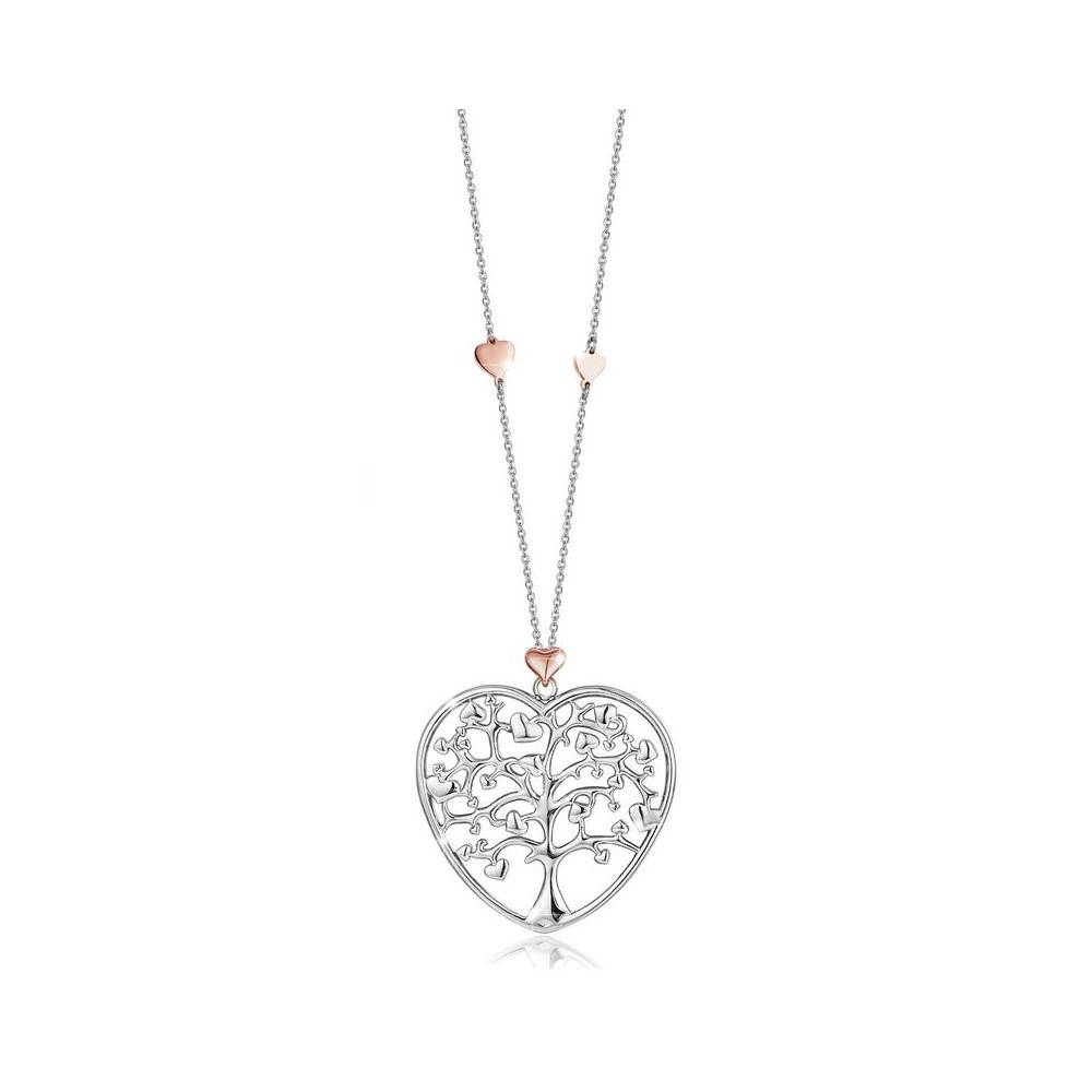 1 - Luca Barra CK1266 steel 316L necklace with tree of life and pink hearts