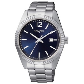 1 - Orologio uomo solo tempo Vagary by Citizen Timeless Gents fondo blu IB9-115-71