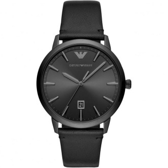 1 - Emporio Armani black time only man watch AR11278 steel case leather strap