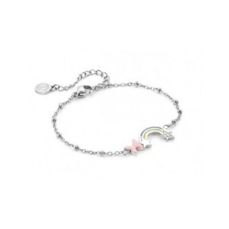 1 - Bracciale arcobaleno e farfalla Nomination Happyworld 028410/044 acciaio con zirconi