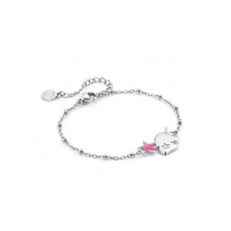 1 - Bracciale stella ed unicorno Nomination Happyworld 028410/049 acciaio con zirconi