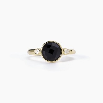 1 - Black agate woman ring Silver Mabina 523300 with white zircons