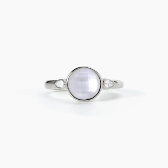 1 - Mabina 523302 silver mother-of-pearl woman ring with white zircons