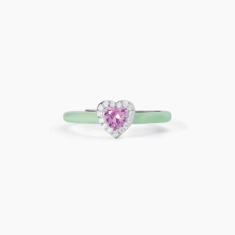 1 - Mabina 523306 silver heart woman ring with white zircons and enamel