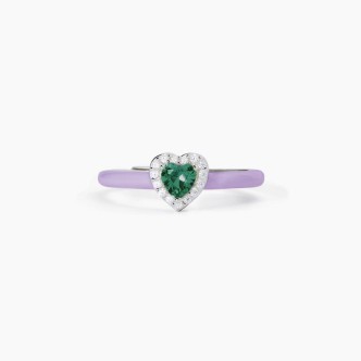 1 - Mabina 523307 silver heart woman ring with white zircons and enamel