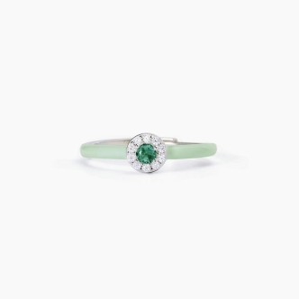 1 - Anello donna Argento Mabina 523311 con smalto verde e smeraldo