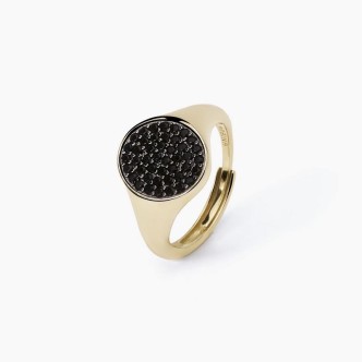 1 - Mabina 523315 Silver Chevalier woman ring with black cubic zirconia pave