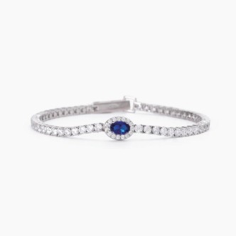 1 - Woman Silver Tennis Bracelet Mabina zircons and sapphire 533666-M