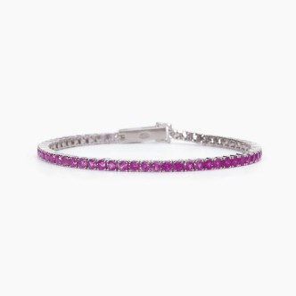 1 - Bracciale donna Tennis Argento Mabina zirconi fucsia 533667-M