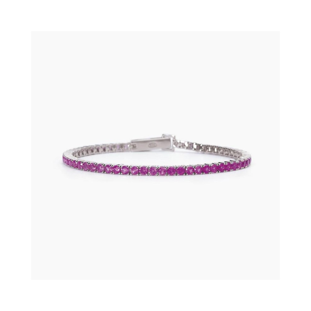 1 - Bracciale donna Tennis Argento Mabina zirconi fucsia 533667-M