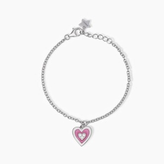 1 - Bracciale bambina cuore Mabina Argento con smalto rosa 533675