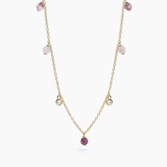 1 - Collana donna Mabina Argento dorato 553527 con zirconi e tomalina